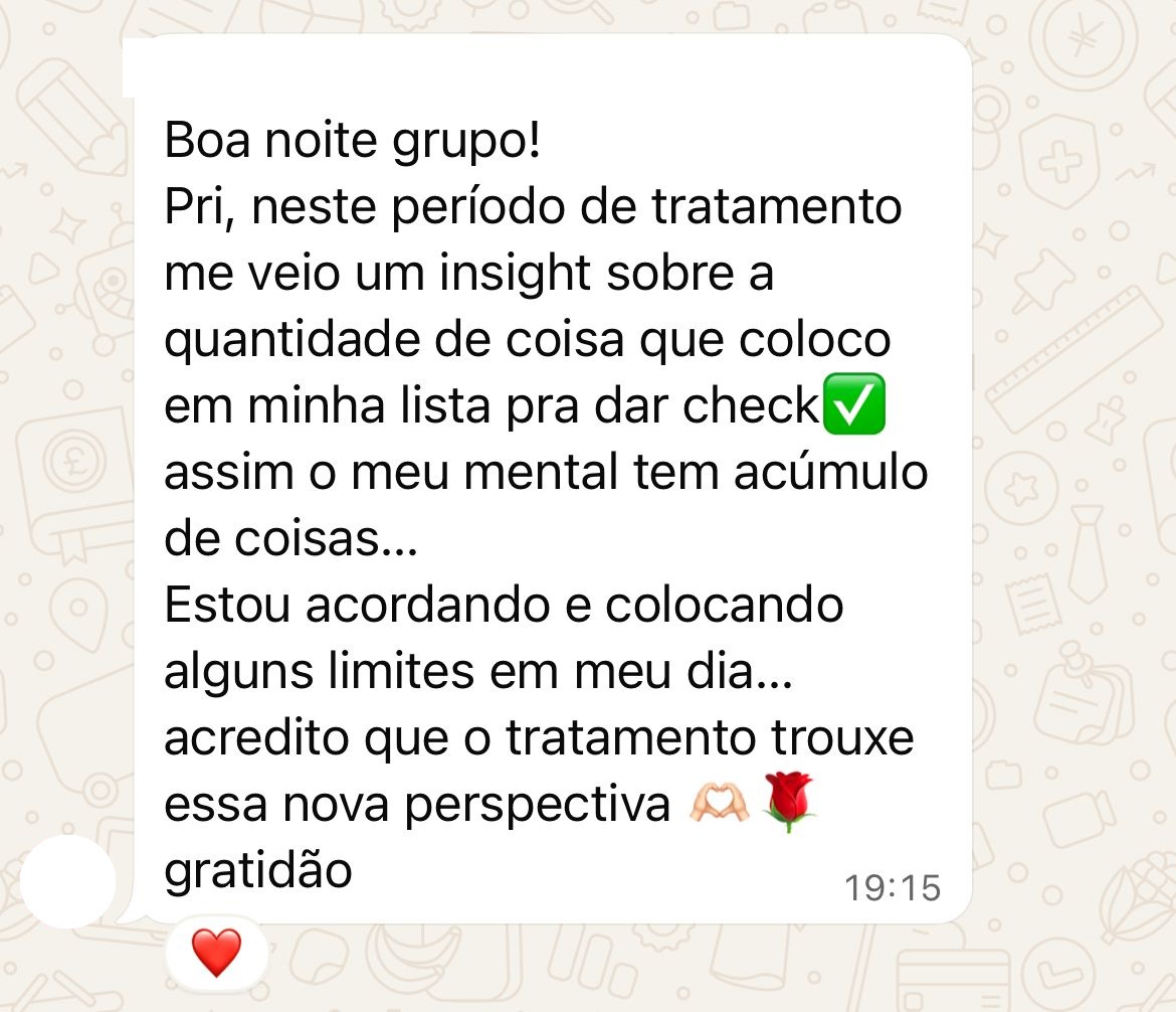 Depoimento de participante do Ciclo de Tratamento Coletivo